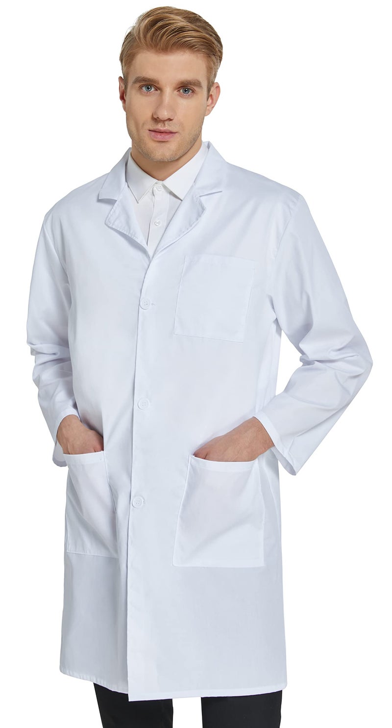 VOGRYE Professional Lab Coat for Men Women Long Sleeve, White, Unisex L - Image 3